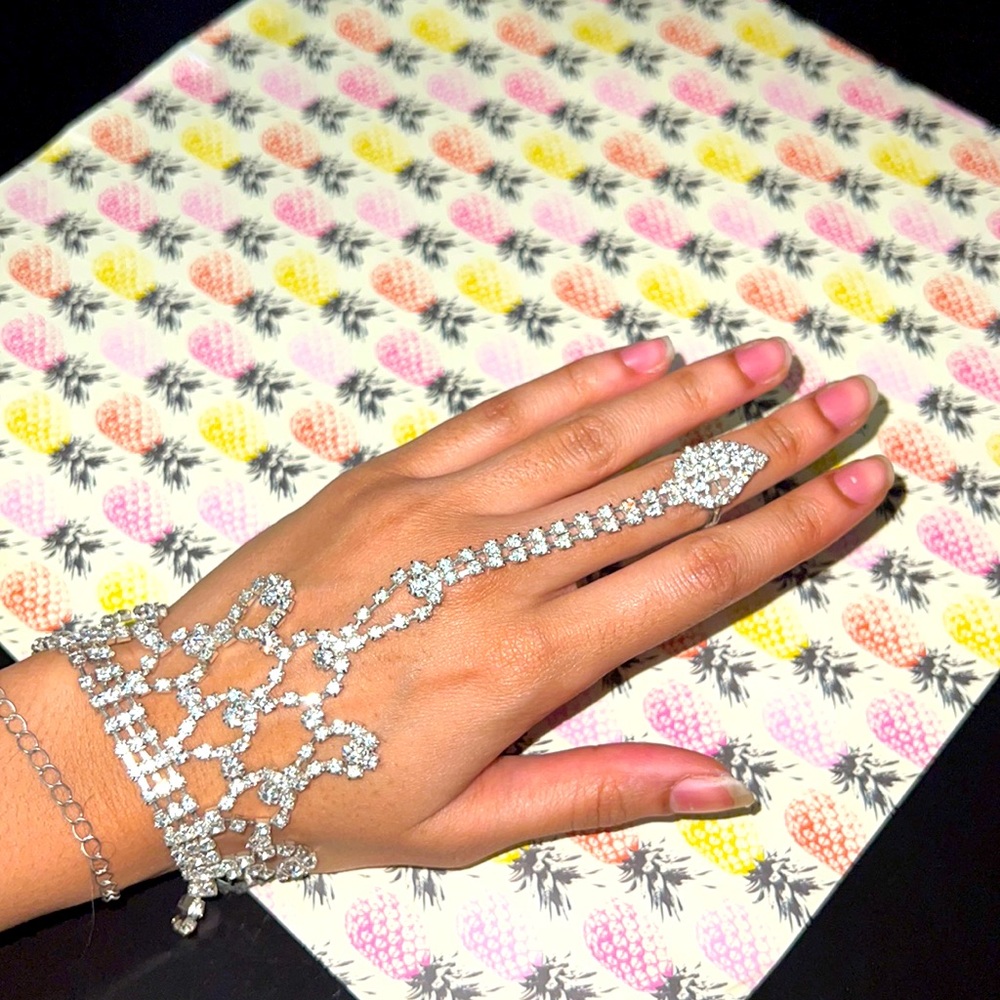 Womens clear ring bracelet covered in diamonds
